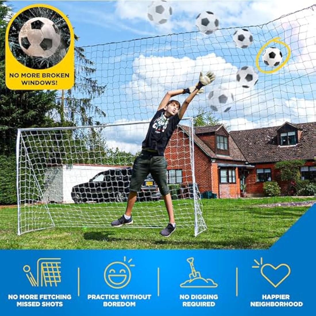 Open Goaaal Football Goal & Backstop Net – Standard Rebounder System