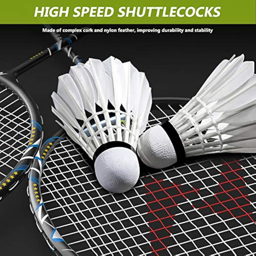 Nalax Carbon Fiber Badminton Set | 2 Lightweight Rackets with 3 Shuttlecocks