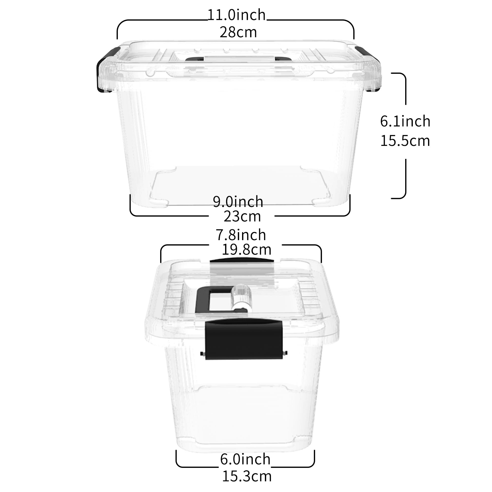 Cetomo Clear Plastic Storage Bins with Lids and Handles, 6L – 20 Pack