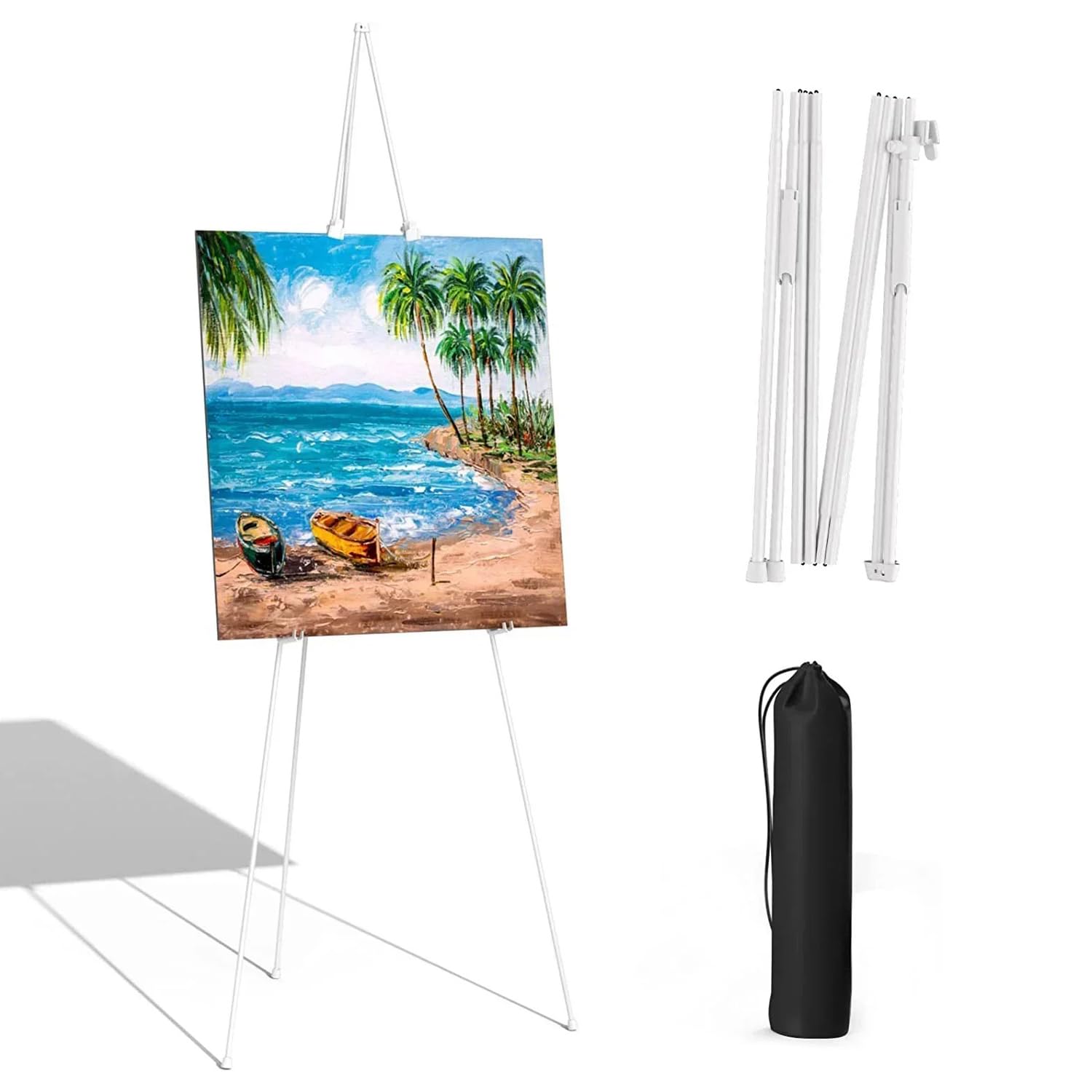 Hniuyun White Metal Easel Stand - 168cm Adjustable Portable Tripod