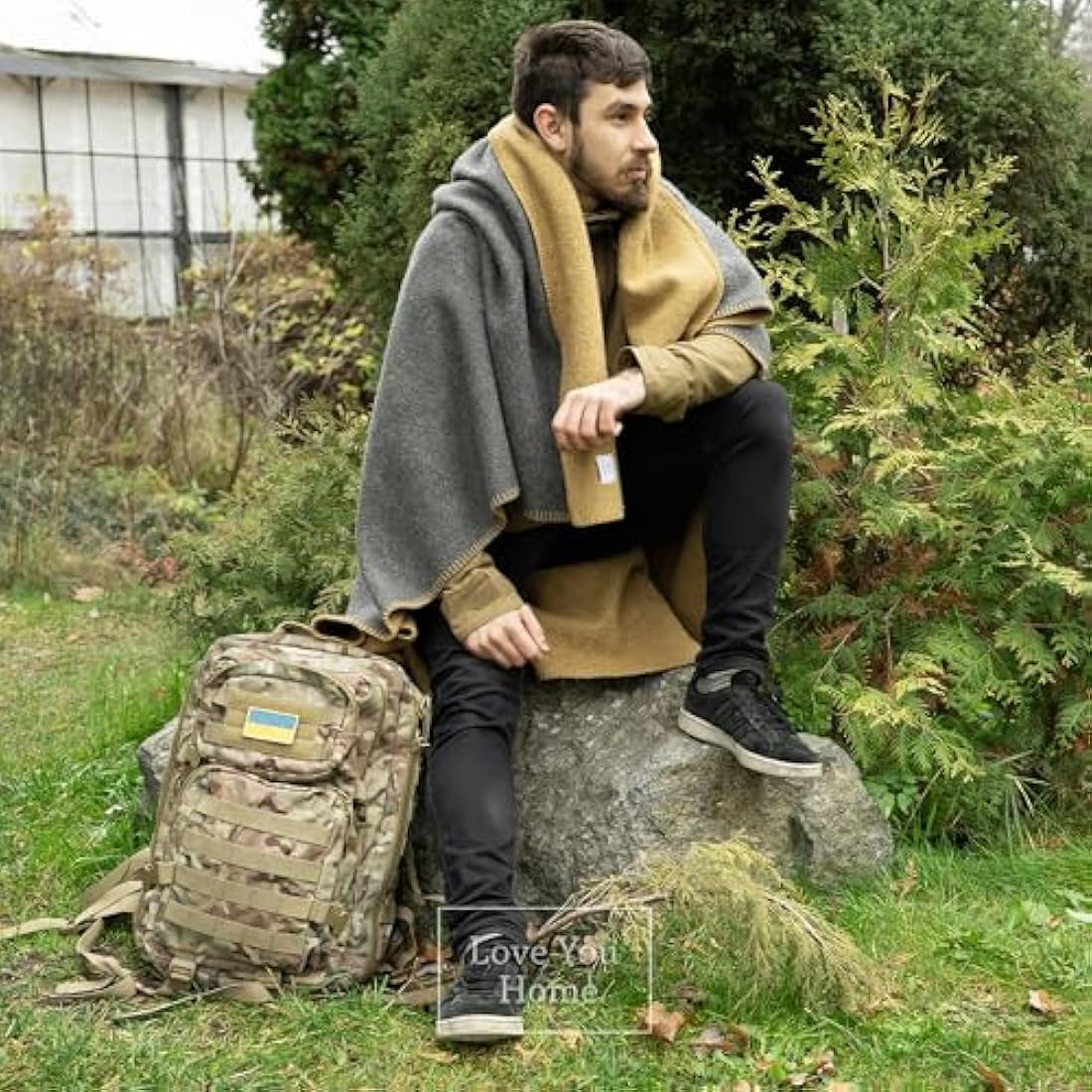 LYHome Merino Wool Travel Blanket – Warm Outdoor Camping Throw, Gray
