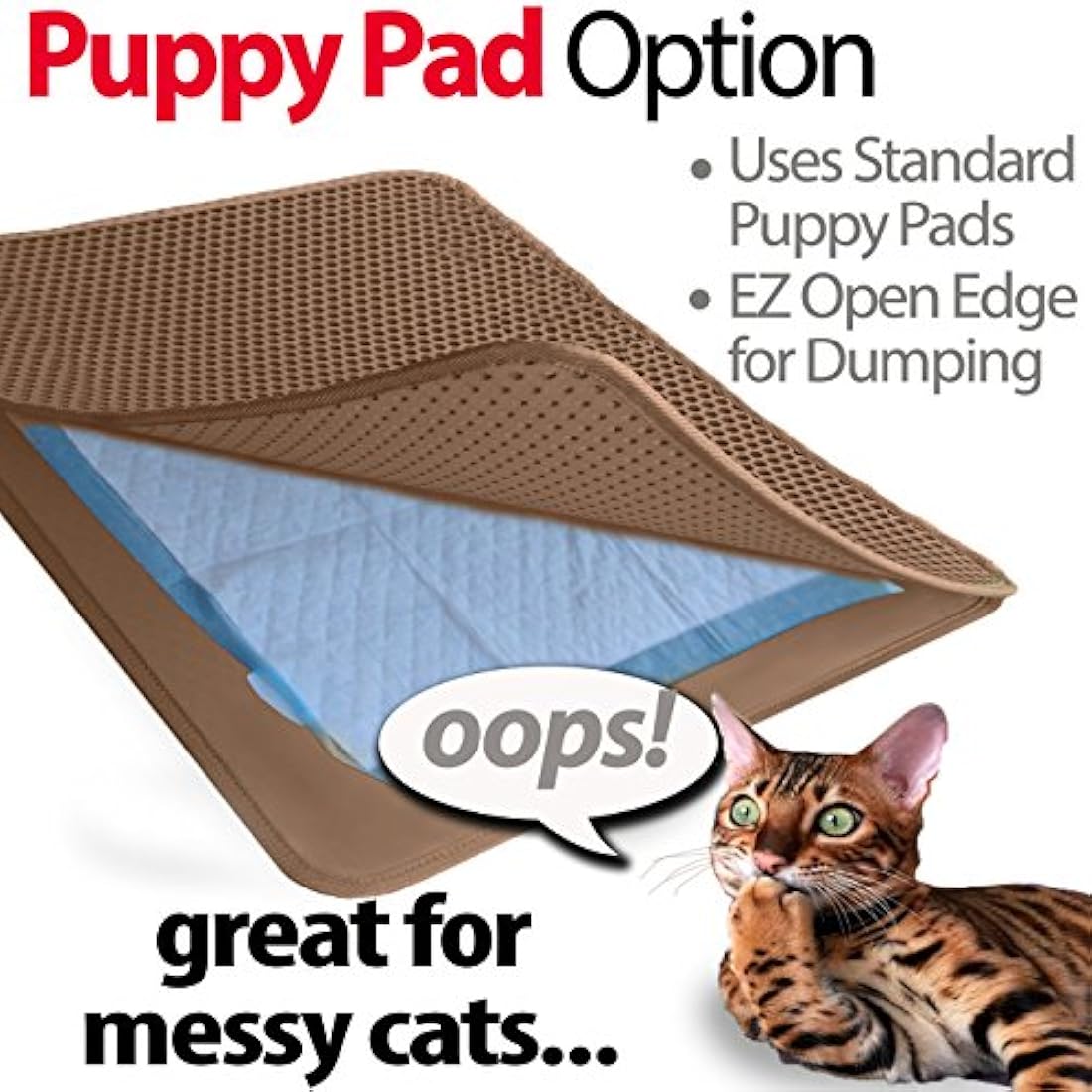 iPrimio Cat Litter Mat – 32" x 30" Large Waterproof Litter Trapper, Brown