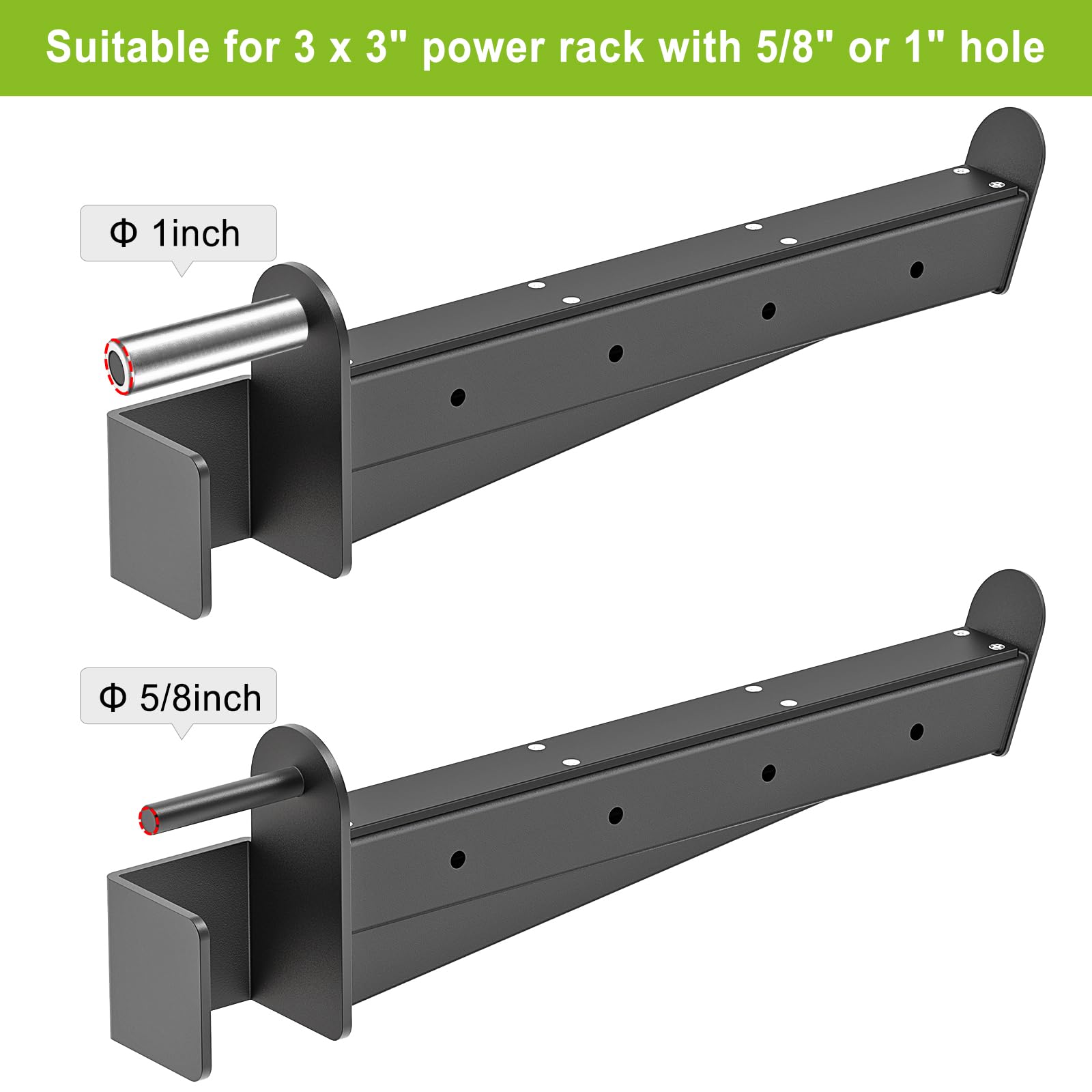 Kipika Safety Spotter Arms for 3x3 Power Racks with 5/8 and 1 Inch Holes