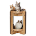 Necoichi Cozy Cat Scratcher Tower | Recycled Paper Bowl Bed | Oak, XL