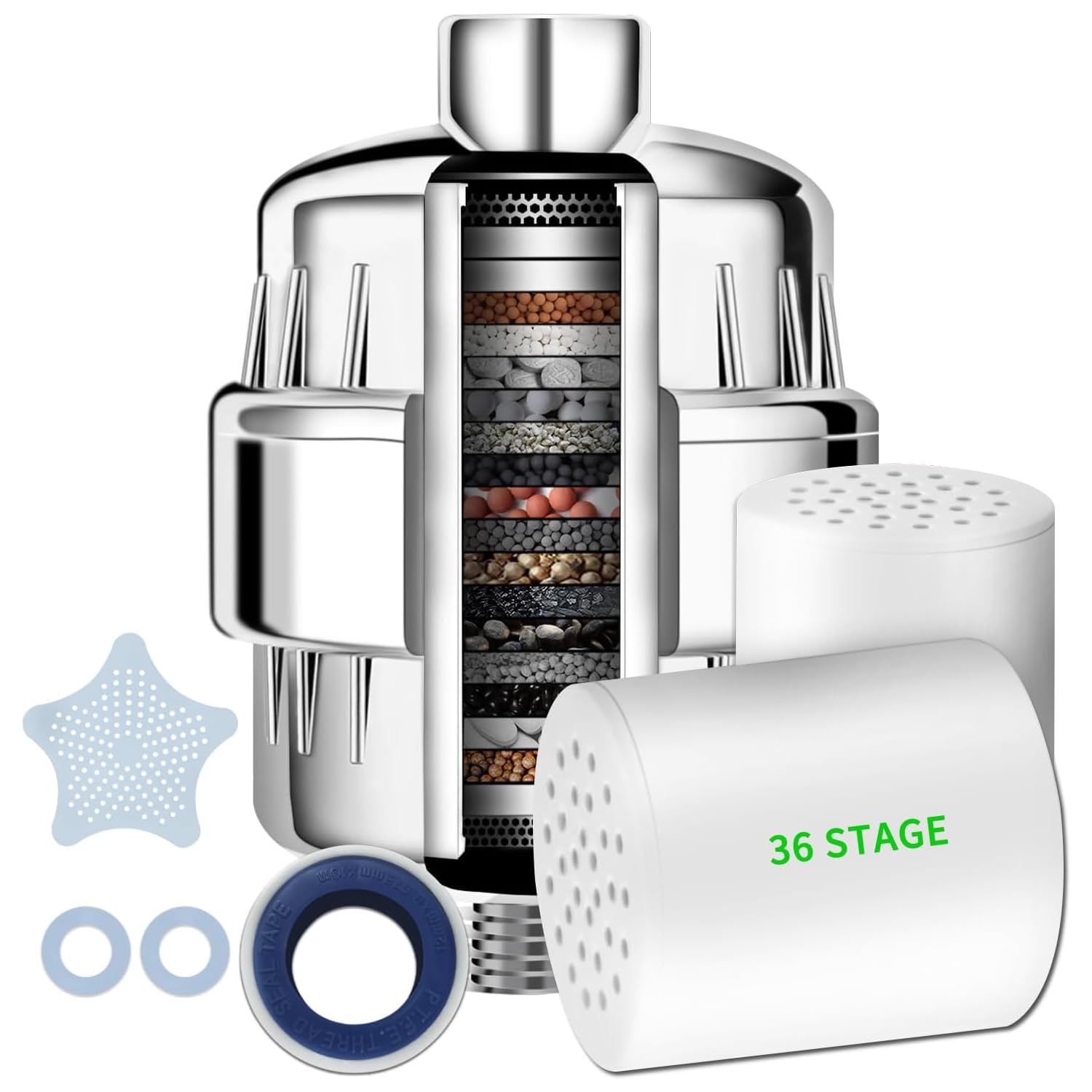 Jolof Store 36-Stage Vitamin C Shower Filter for Hard Water & Chlorine