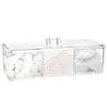 Clear Acrylic Qtip Holder | 3-Compartment Bathroom Organizer