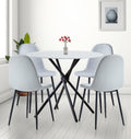 Hallowood Cullompton Round Marble Effect Dining Table and 4 Grey Chairs