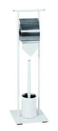 HAKU Möbel Toilet Set – Modern White & Chrome Steel Stand with Brush