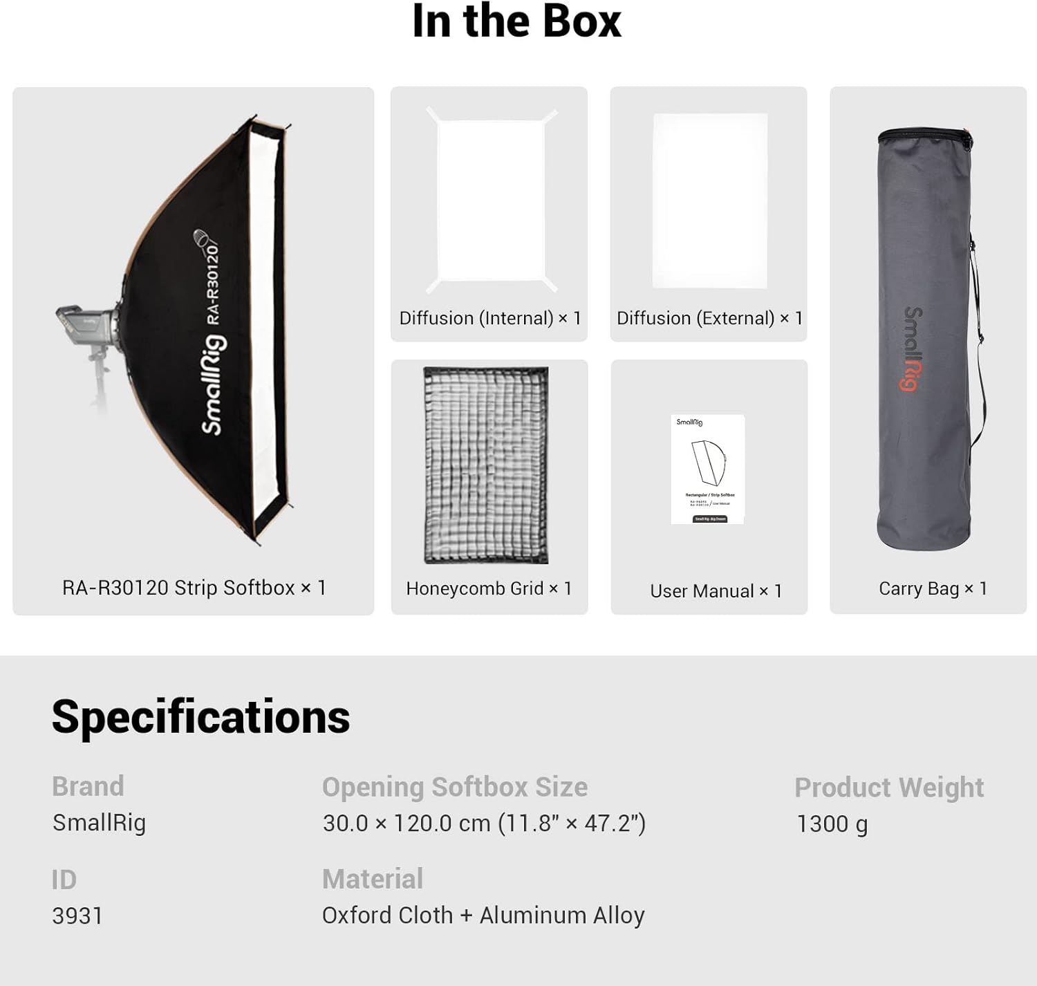 SmallRig 30x120cm Strip Softbox | Quick Release Bowens Mount (3931)