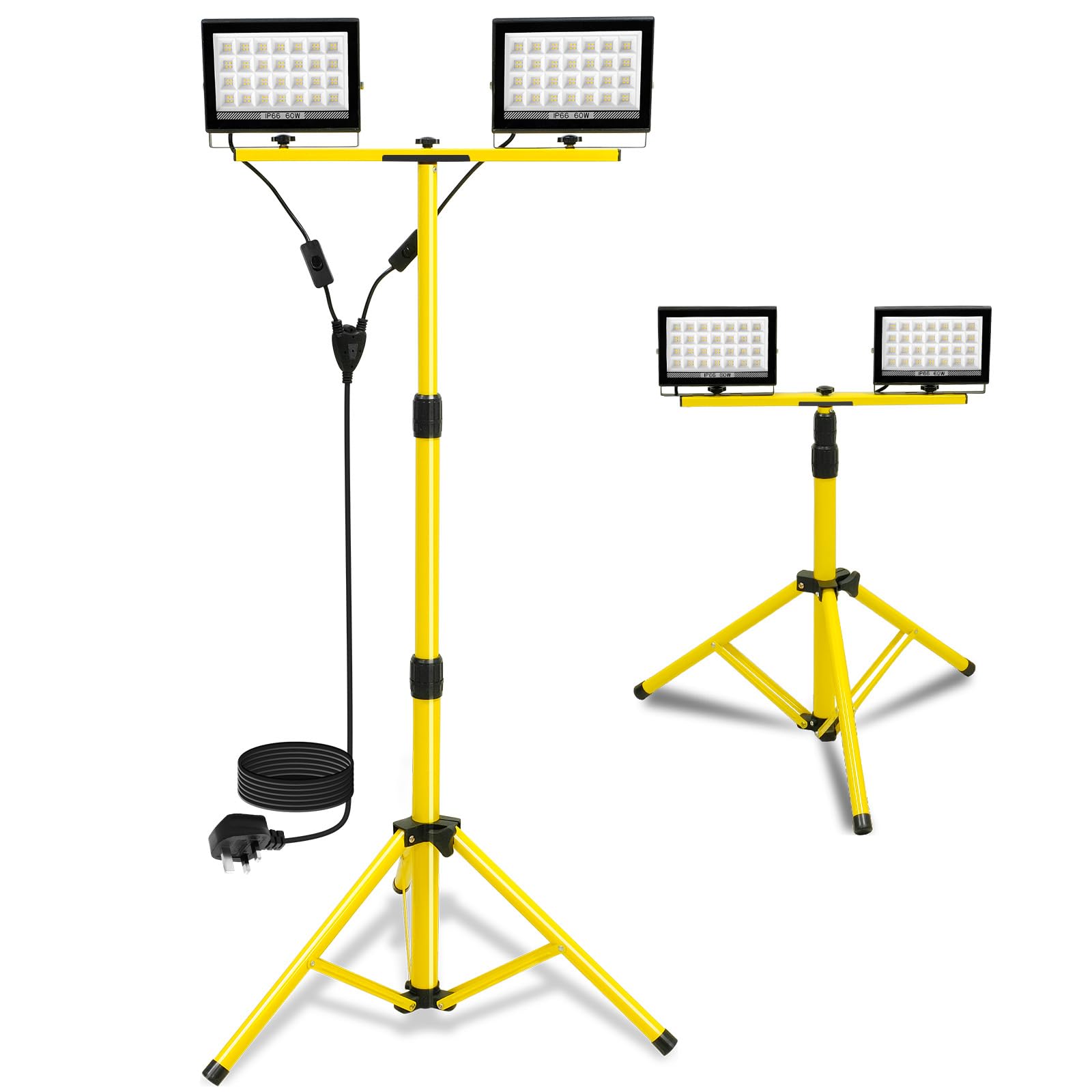T-SUN 11000LM LED Work Light with Stand | IP66 Waterproof Dual Floodlight