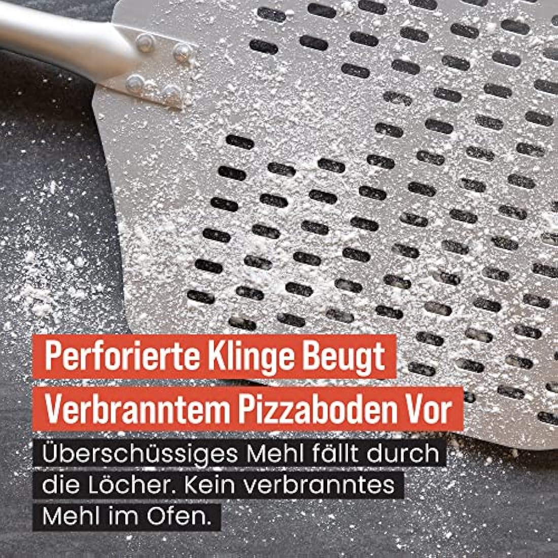 Chef Pomodoro Perforated Pizza Peel – 12" Aluminum Paddle with Wood Handle