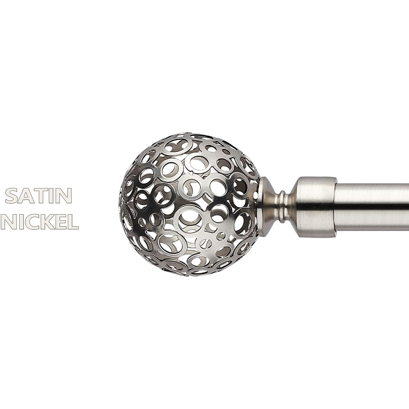 BOOM JOG Extendable Curtain Pole Set | Satin Nickel 70-210cm Rod