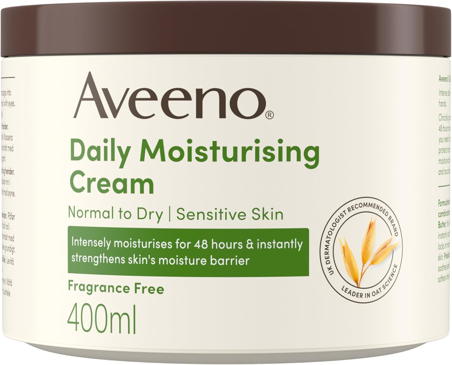 Aveeno Daily Moisturising Cream | Fragrance-Free Body Moisturiser | 400ml