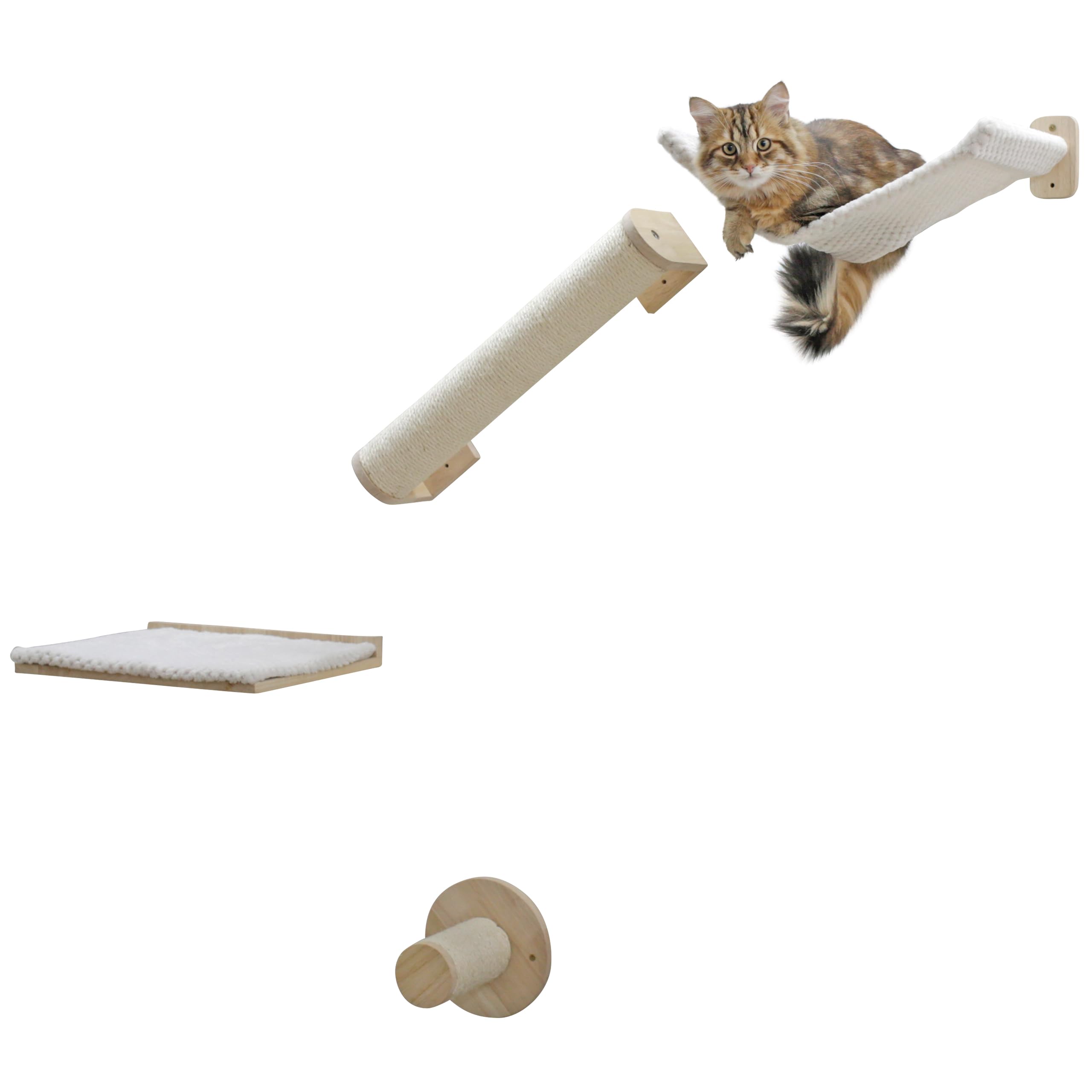 Kerbl Alps 4-Piece Cat Climbing Wall Set | Solid Wood Sisal Hammock