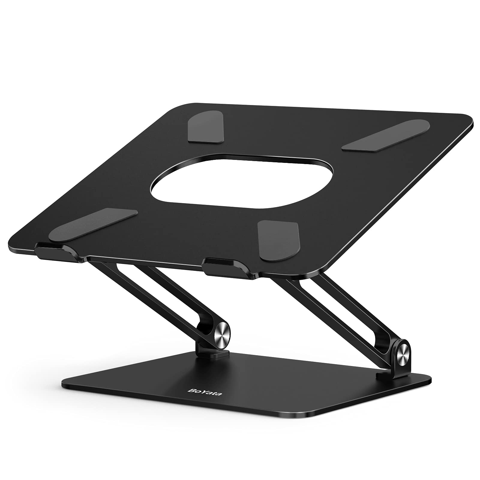 BoYata Adjustable Aluminum Laptop Stand – Ergonomic Cooling Riser (Black)