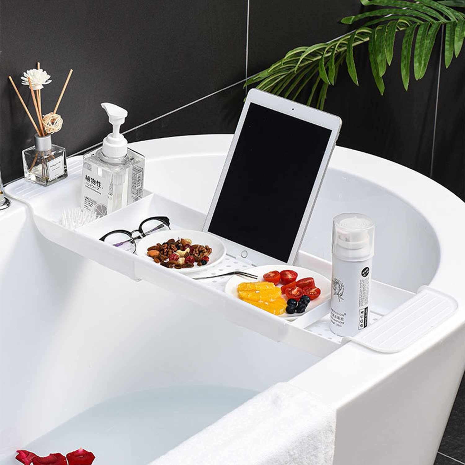 Expandable Bathtub Tray – Durable Plastic Bath Caddy Shelf