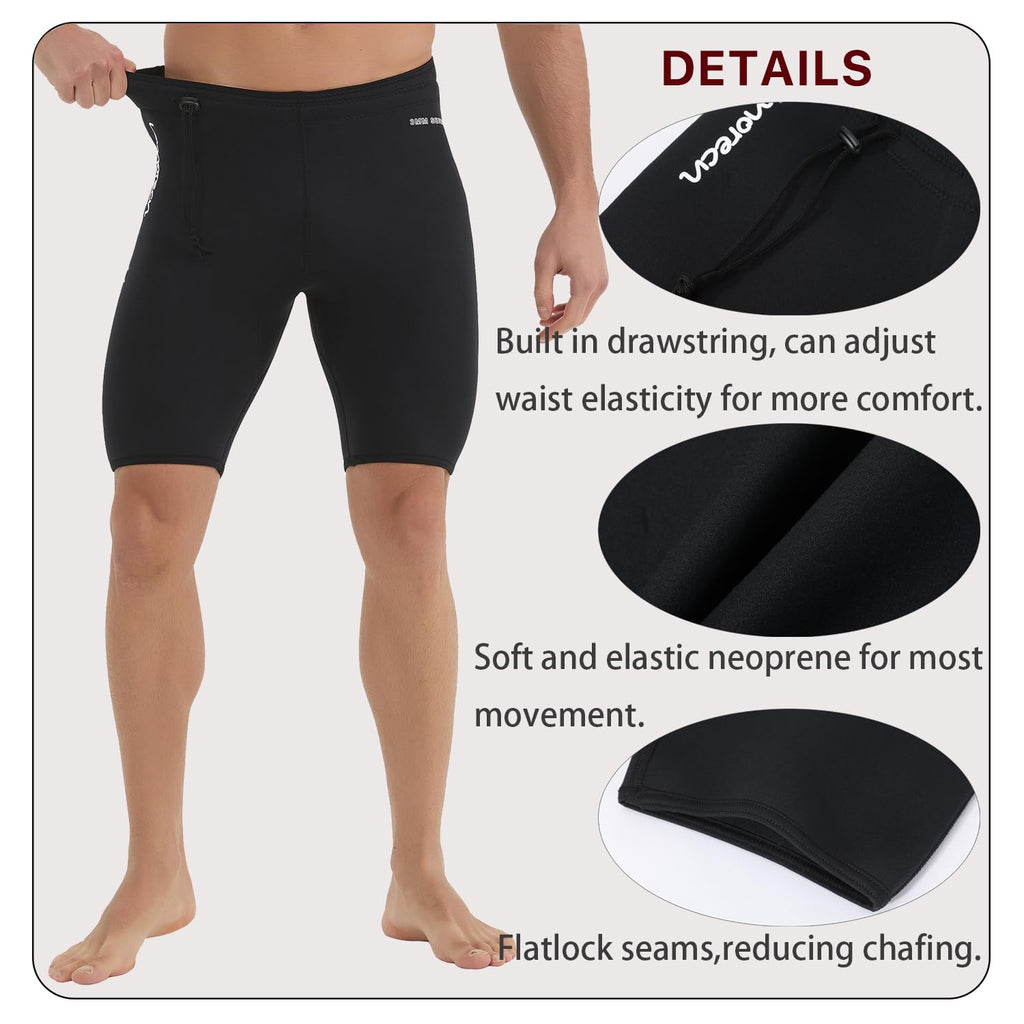 Lemorecn 3mm Neoprene Wetsuit Pants | Unisex High-Waist Surfing Shorts