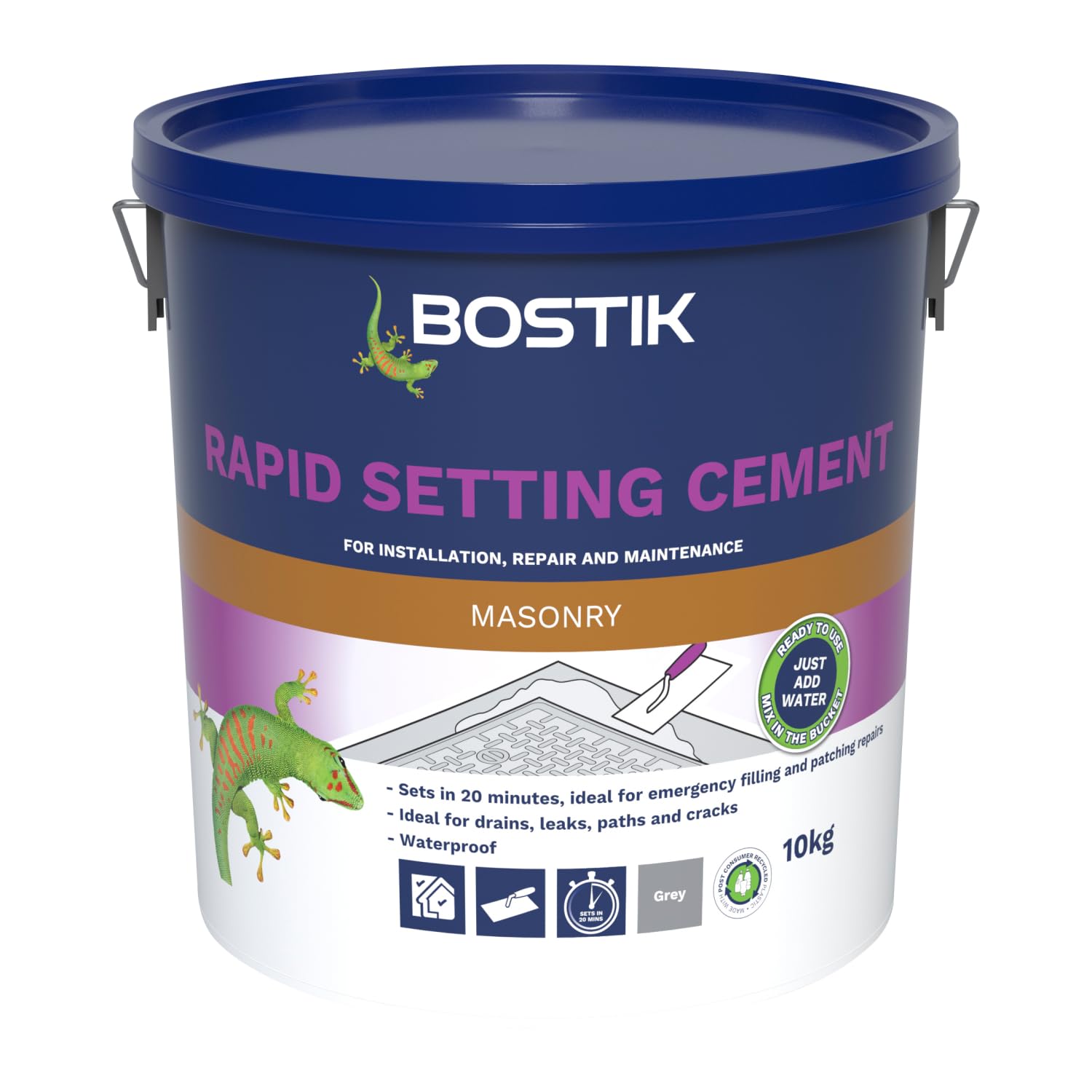 Bostik Rapid Setting Cement 10kg | Waterproof Repair Mortar for Drains