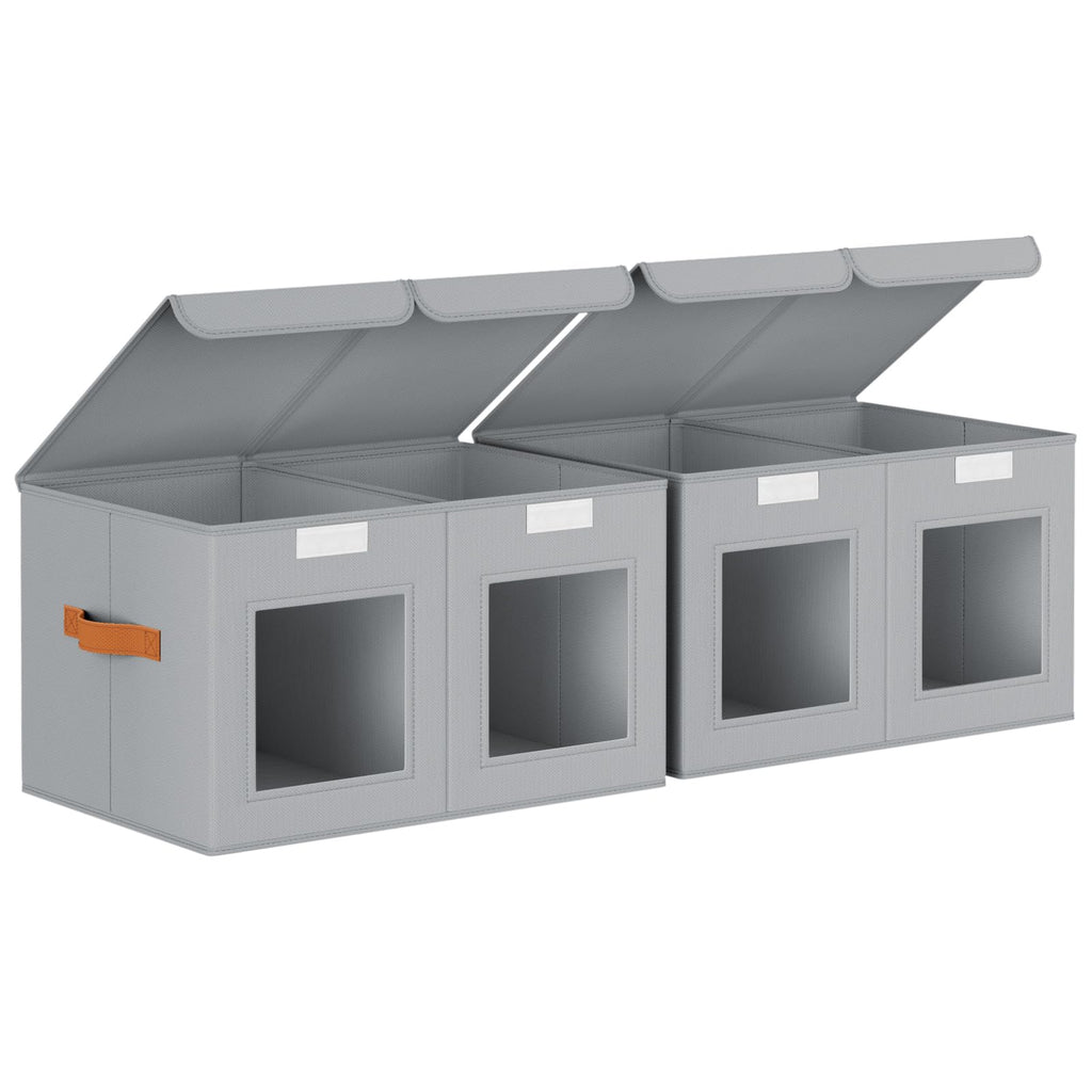 Homsorout 2 Pack Foldable Storage Boxes with Lids & Divider Board 31L Grey - image 1