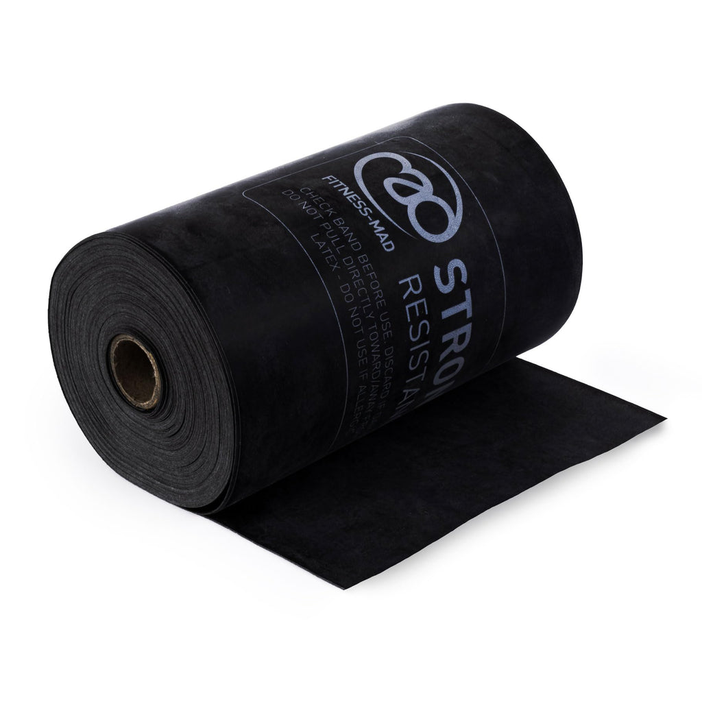 Fitness Mad Resistance Band Roll – Strong Latex 15m x 15cm – Black