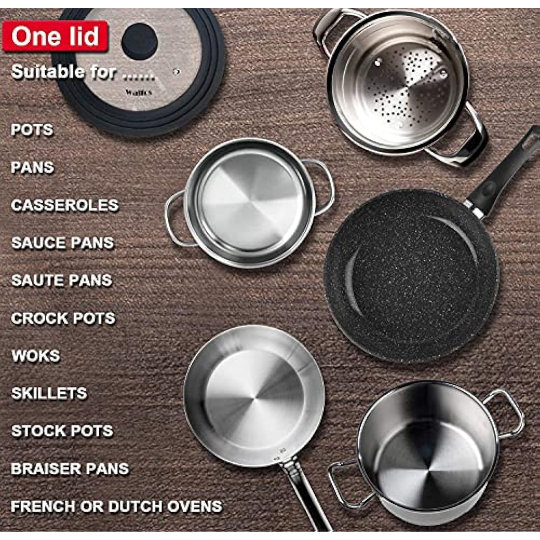 Walfos Universal Pot Lid Set | Tempered Glass & Silicone | 2-Piece
