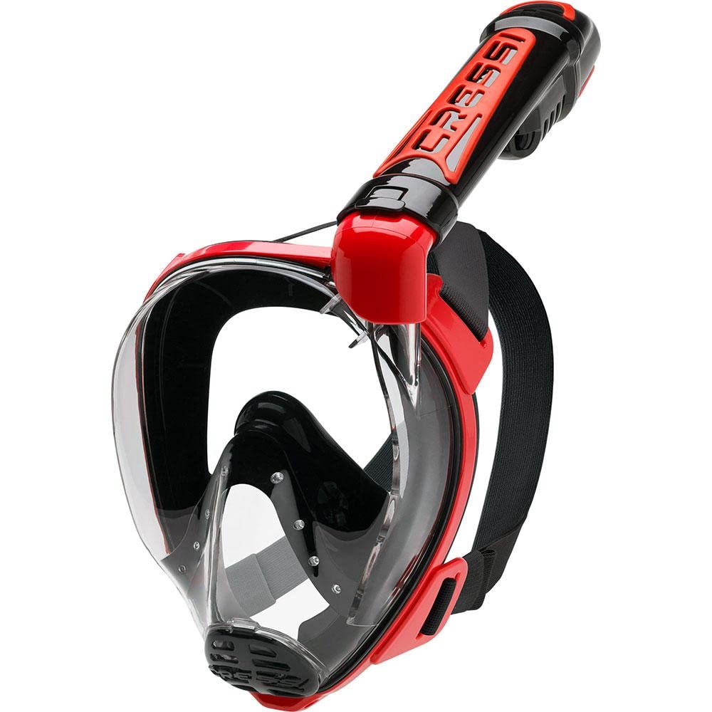 Cressi Duke Full Face Snorkel Mask – Anti-Fog Dry Mask, Black / Red