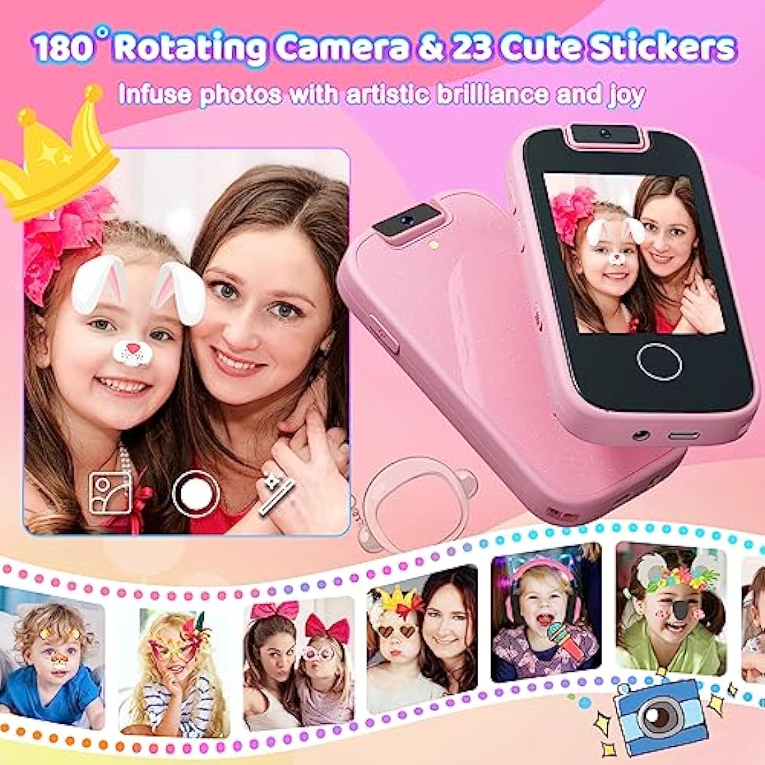 Jolof Store Kids Smart Phone | Dual Camera MP3 Player Toy for Girls 3-8