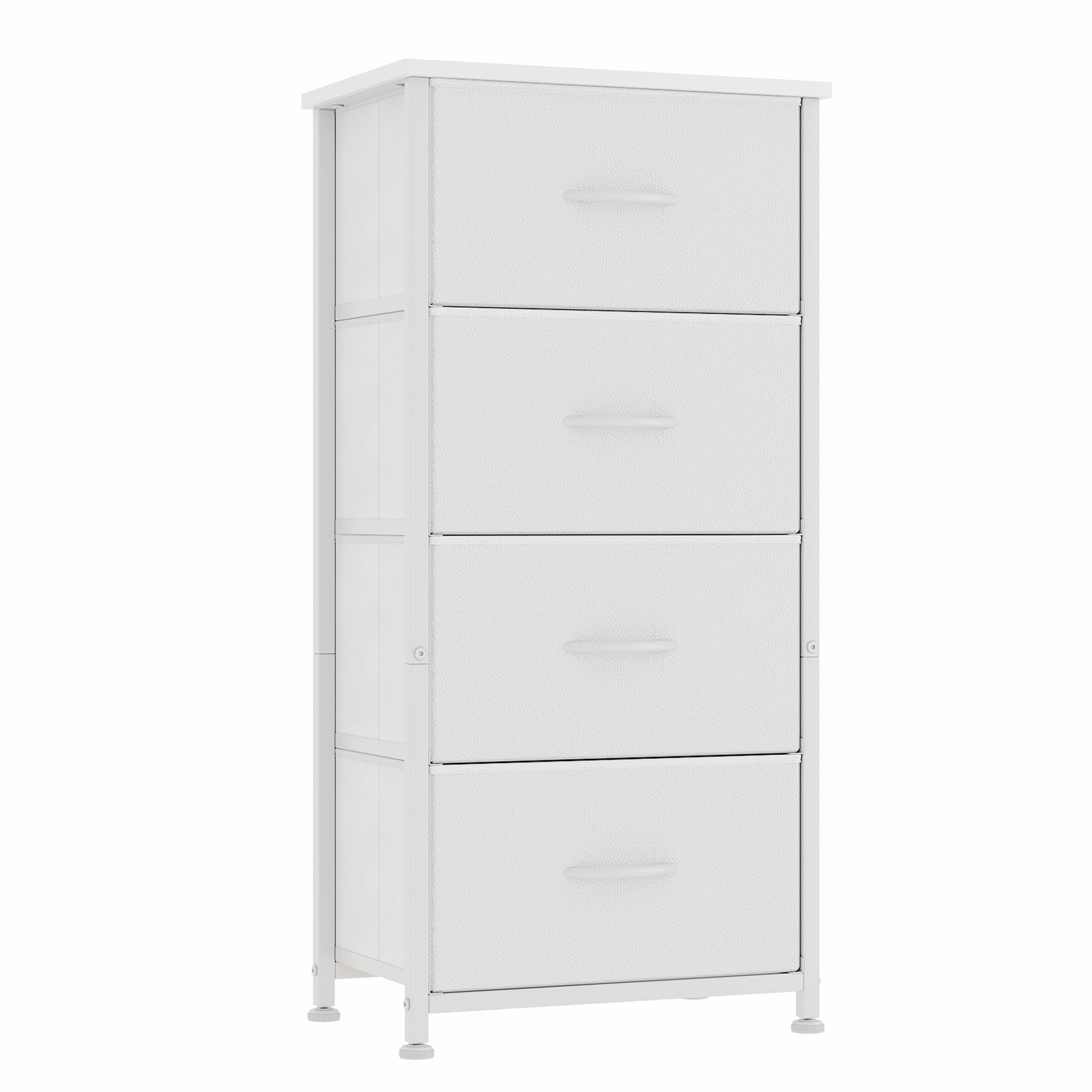 4-Drawer Tall Dresser – White Chest with Curved Edges
