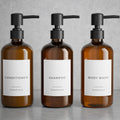 Kibaga Shampoo and Conditioner Dispenser Set - 3 Pack 600ml PET Bottles