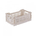 AYKASA Folding Crate, Sturdy Folding Box, Plastic, Stackable, Coconut Milk, Mini 27 x 17 x 11 cm
