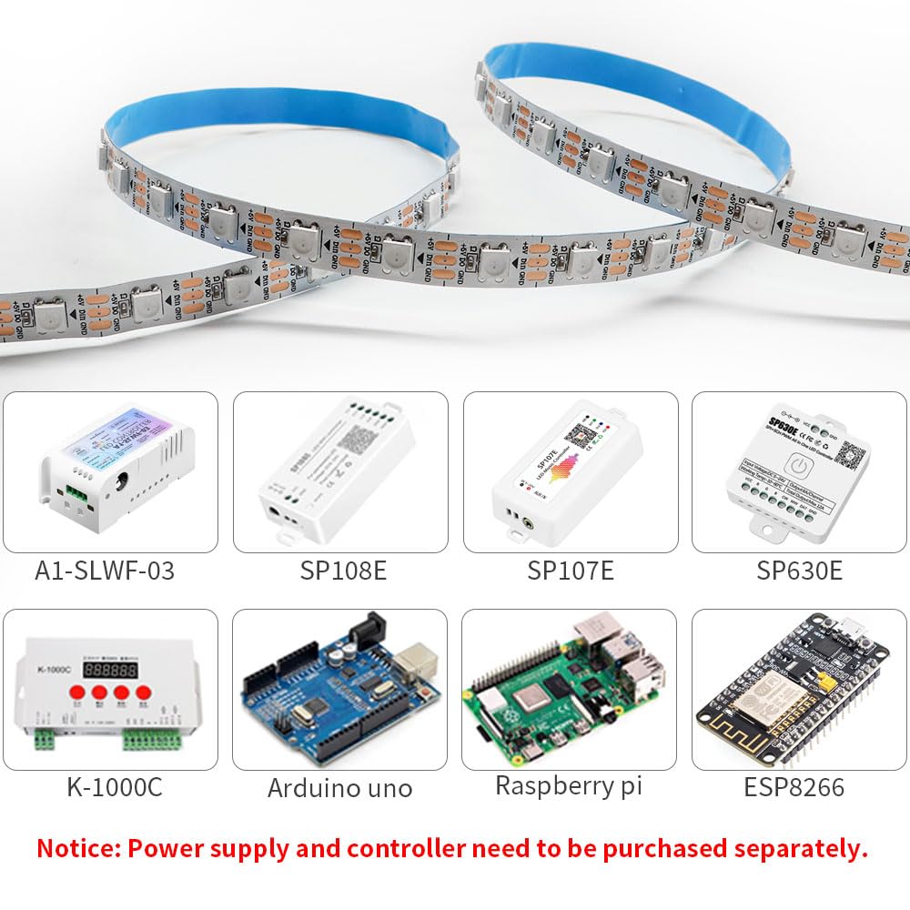 LOAMLIN WS2812B Individually Addressable RGB LED Strip | 16.4FT 60LEDs/m