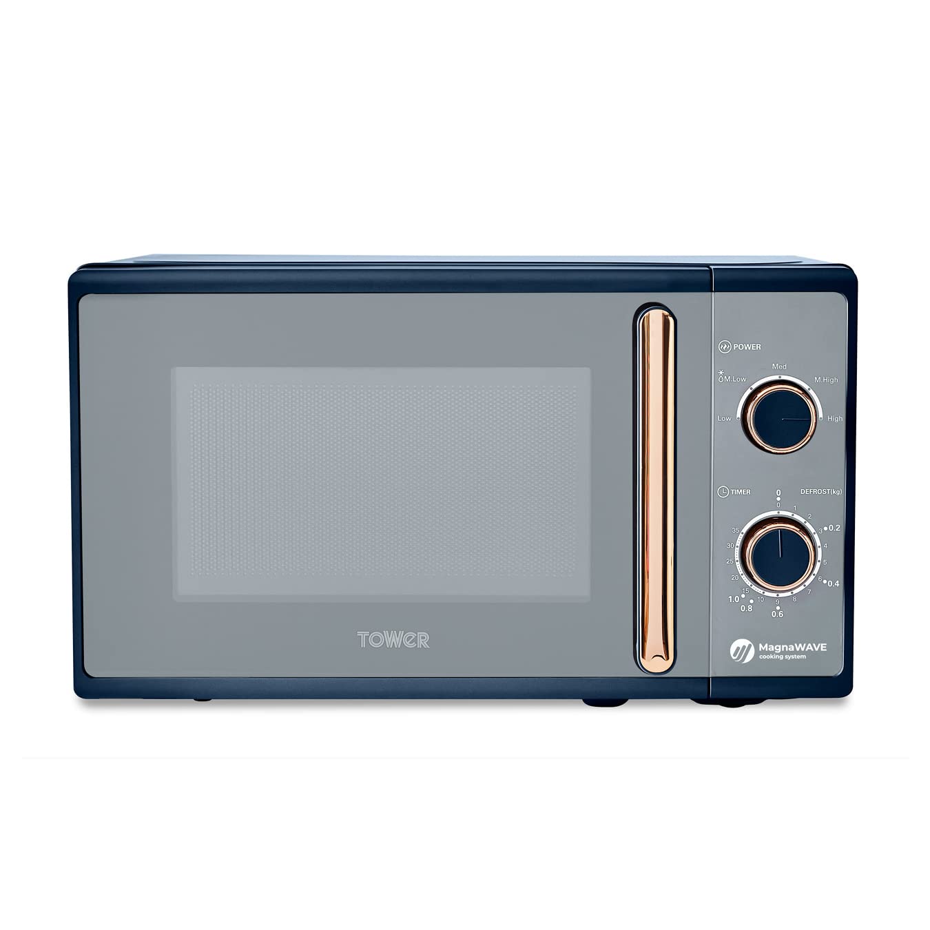 Tower Cavaletto Manual Microwave | 800W 20L – Midnight Blue & Rose Gold