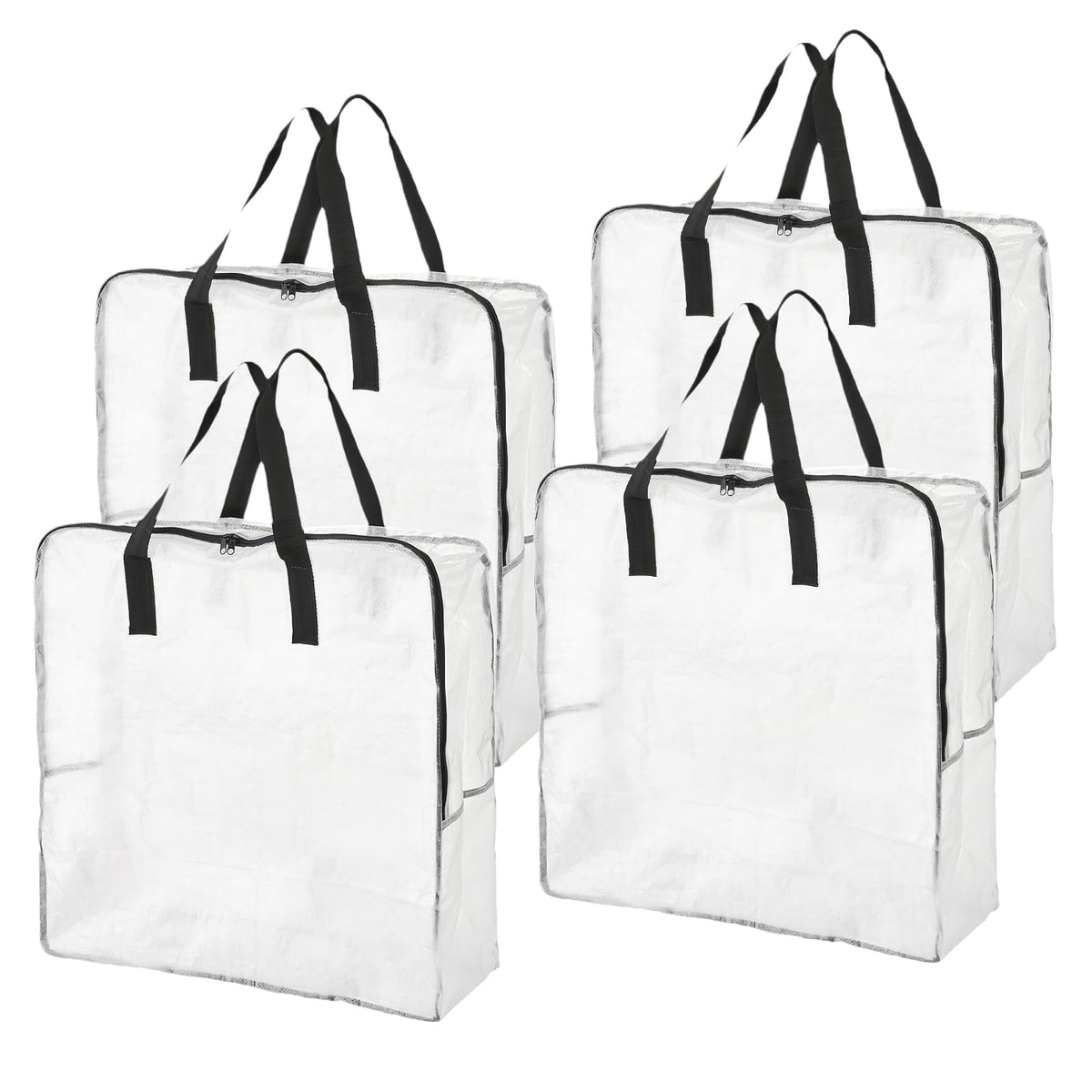 80L Clothes Storage Bags, 4 Pack Large Clear Capacity Clothes Organizer with Zips, Moisture proof - image 1