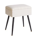 Aibiju Rectangular Vanity Stool with Storage | Faux Teddy Fur Makeup Seat