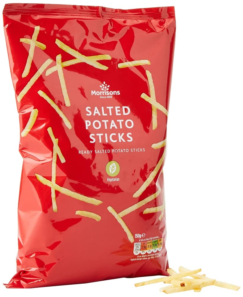 Morrisons Salted Potato Sticks – Crispy Savory Snacks, 150g (Pack of 14)