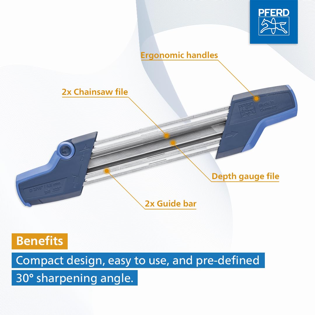 Pferd Chain Saw Sharpener CS-X | 4.8 mm Precision File – Silver/Blue