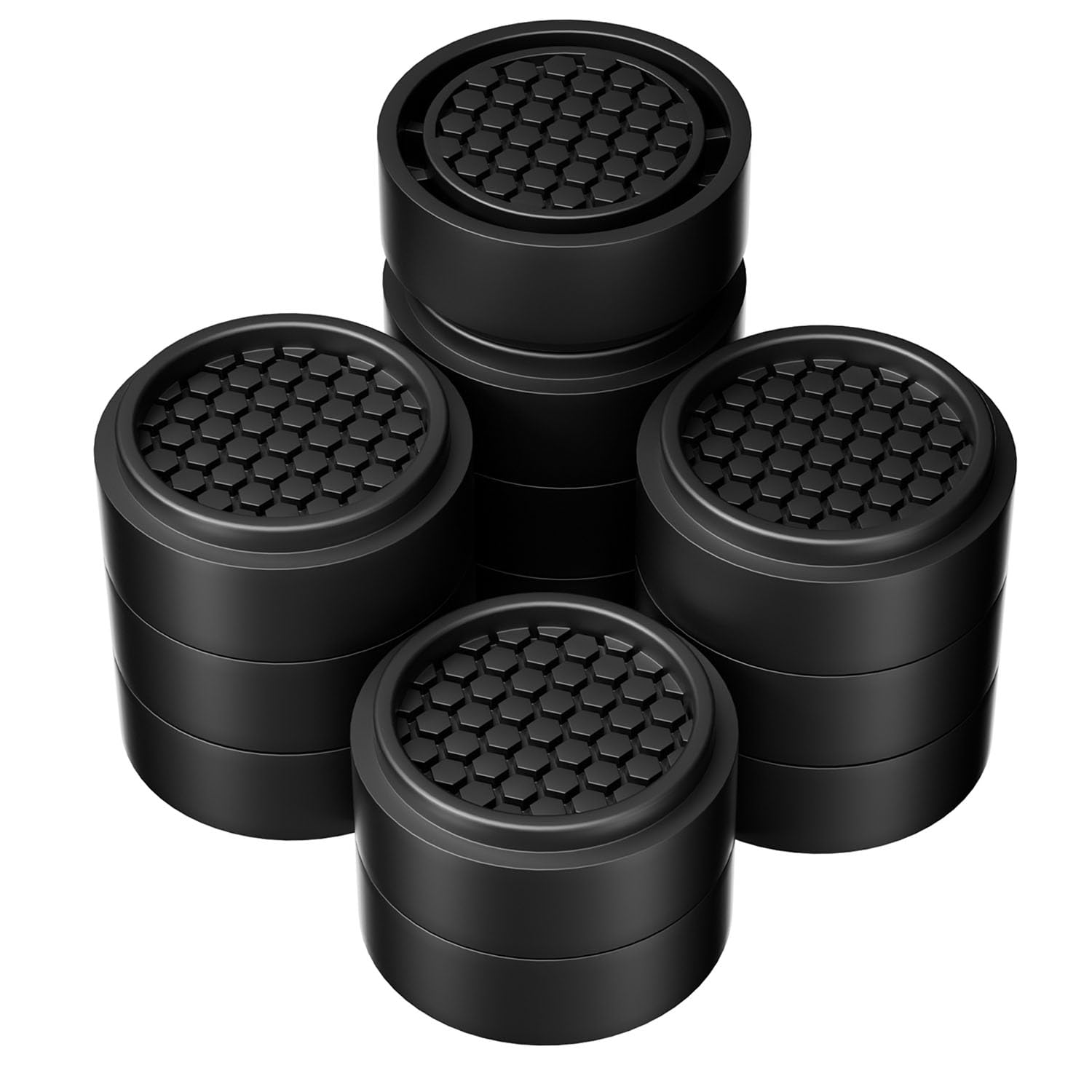 RCHYFEED 12 Pack Adjustable Furniture Risers | 1 Inch Round Rubber Bed Risers