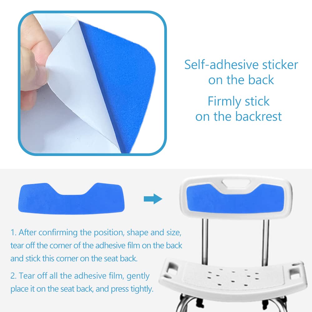 Shower Chair Back Mat, Bath Stool Backrest Non-Slip Cushion EVA Foam Pad with Adhesive for Handicap, Disabled, Elderly Back
