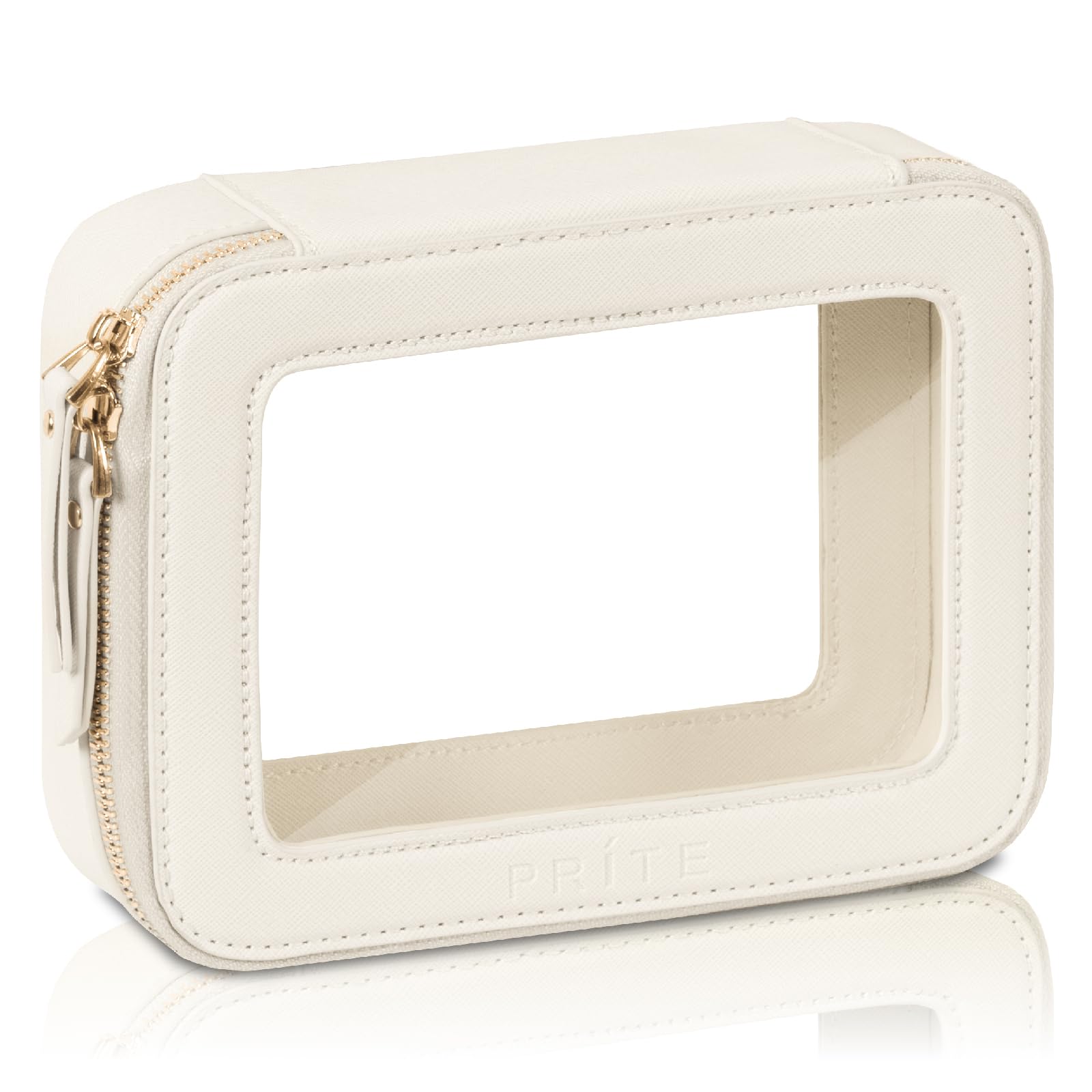 Prite Clear Makeup Bag | Waterproof Travel Toiletry Case - Beige