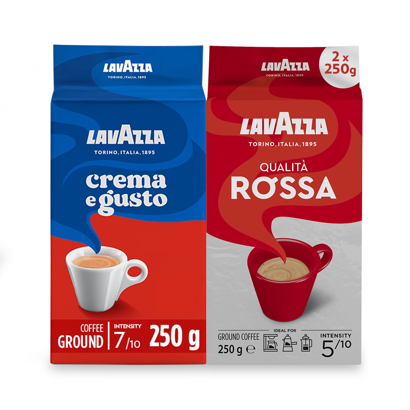 Lavazza Ground Coffee – Dark & Medium Roast Espresso Blend – 2 Pack