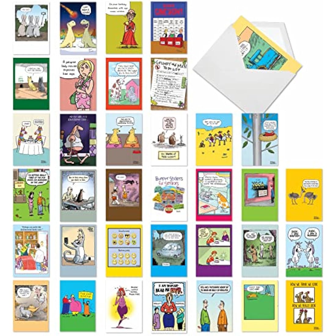 NobleWorks Funny Birthday Cards Bulk Box Set - 36 Assorted Humor Designs