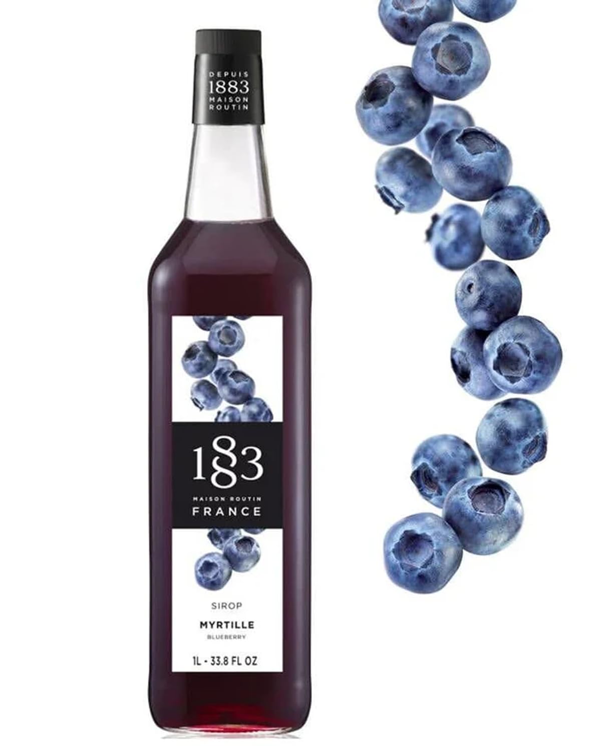 1883 Maison Routin Blueberry Syrup – Natural Fruit Mixer for Cocktails, 1L