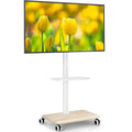 5Rcom Mobile TV Cart – Rolling Stand for 27-55 Inch TVs with Wood Base