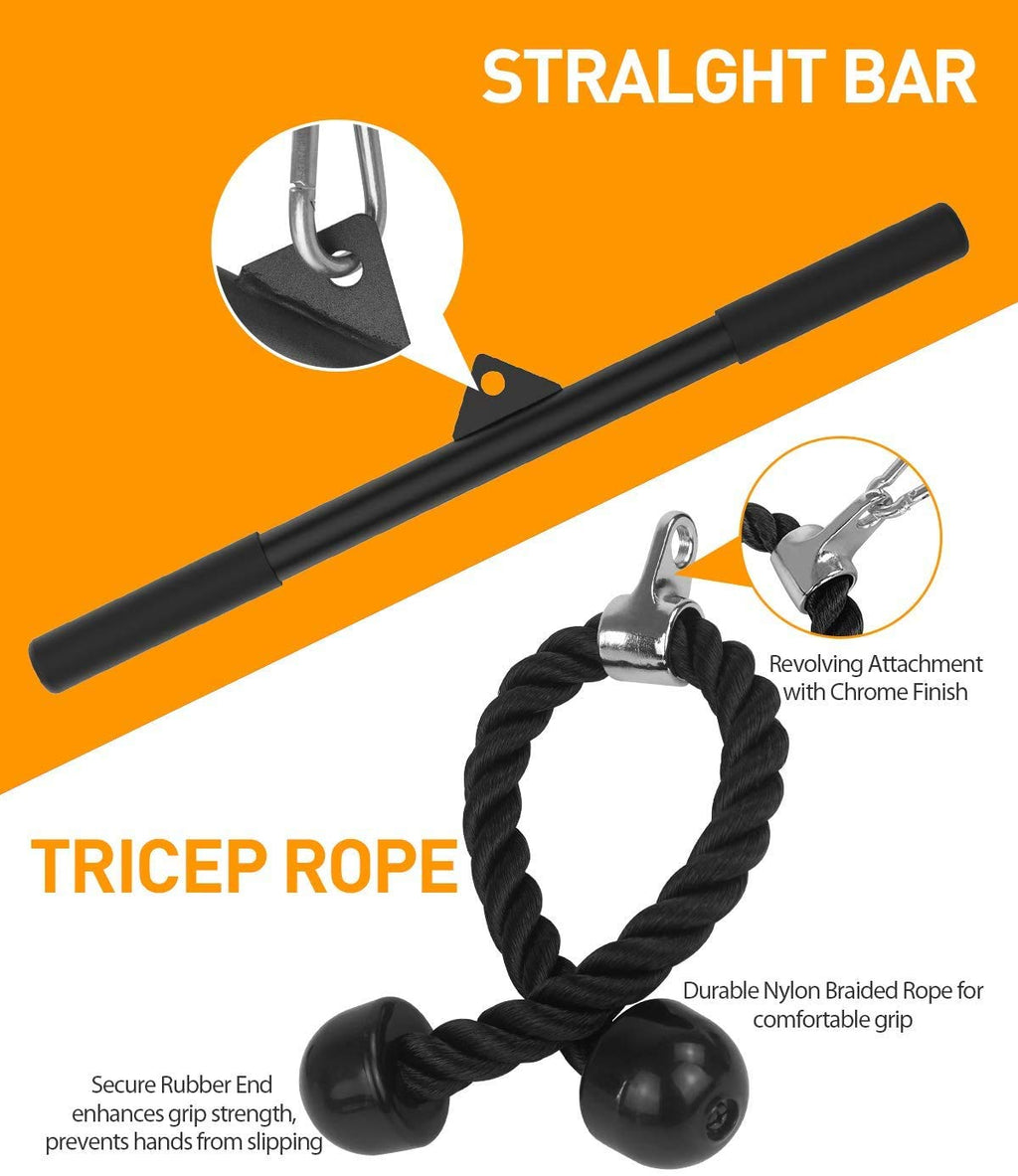 Morwealth LAT Pulley System Home Gym - Cable Machine with Tricep Rope