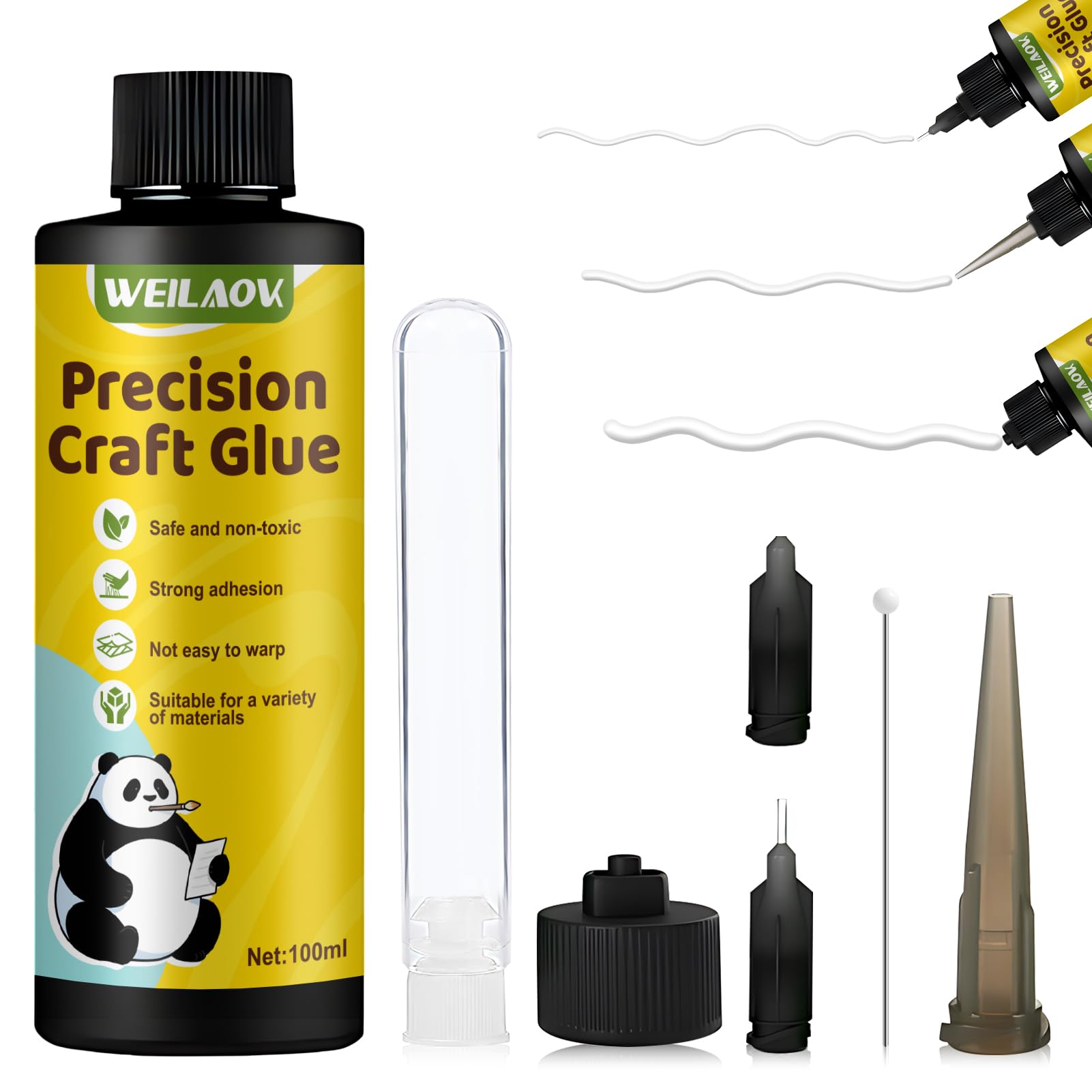 WEILAOK Strong Craft Glue – 100ML Clear PVA Adhesive with Precision Tips