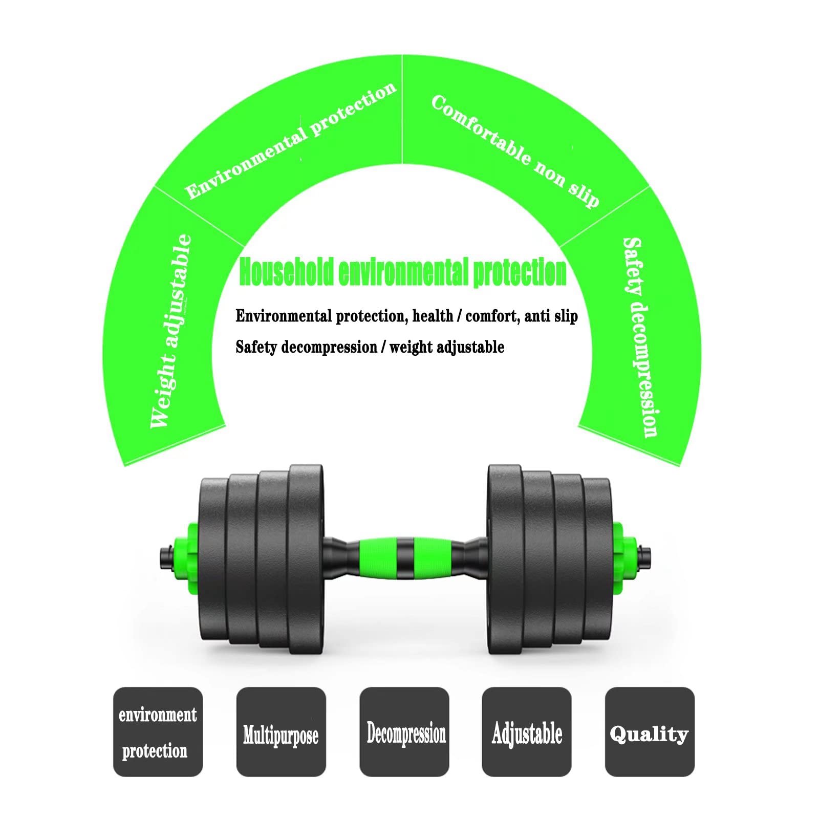 BCBIG Adjustable Dumbbell and Barbell Set - 10kg Green Strength Training