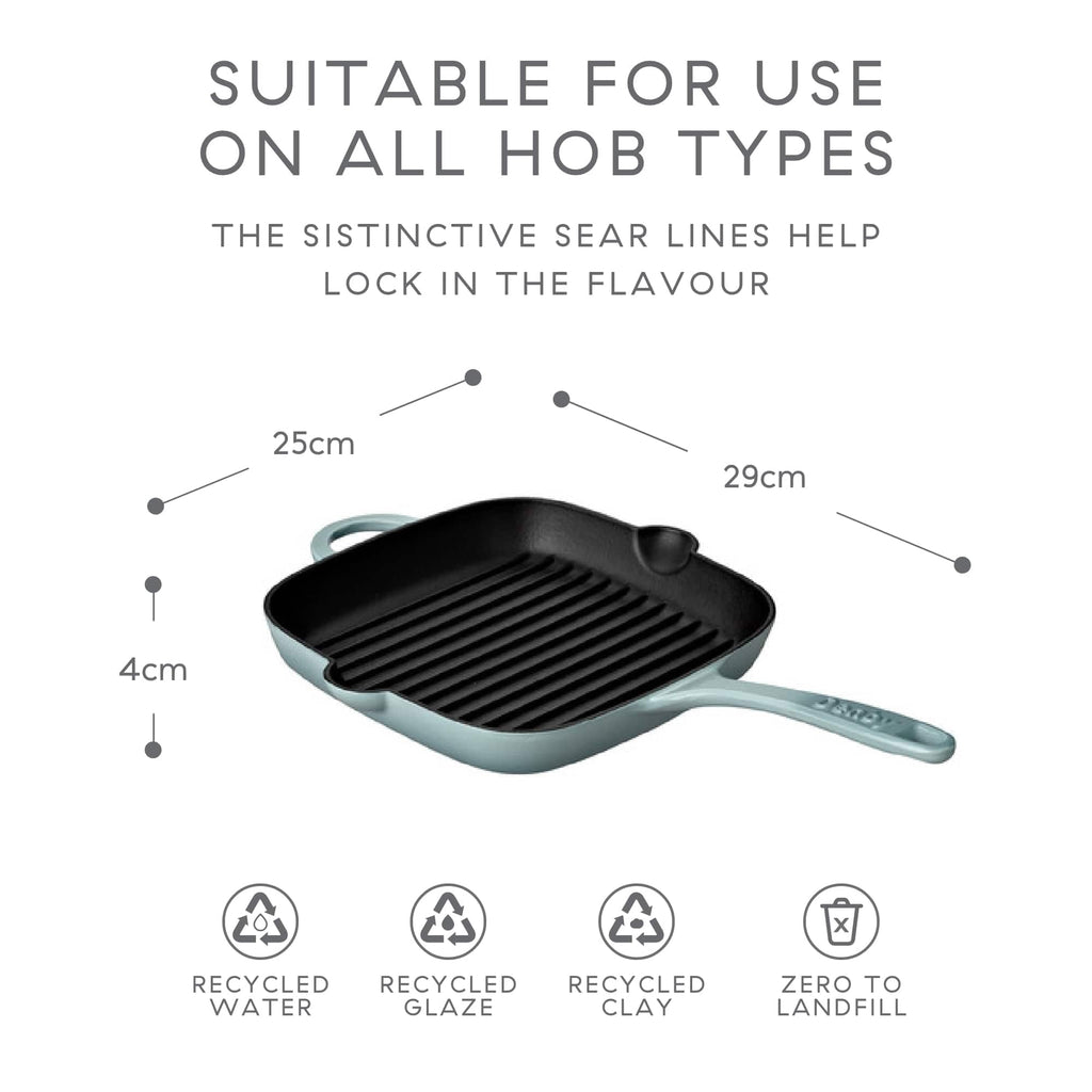 Denby Pavilion Blue Cast Iron Griddle Pan – 25cm Induction Safe