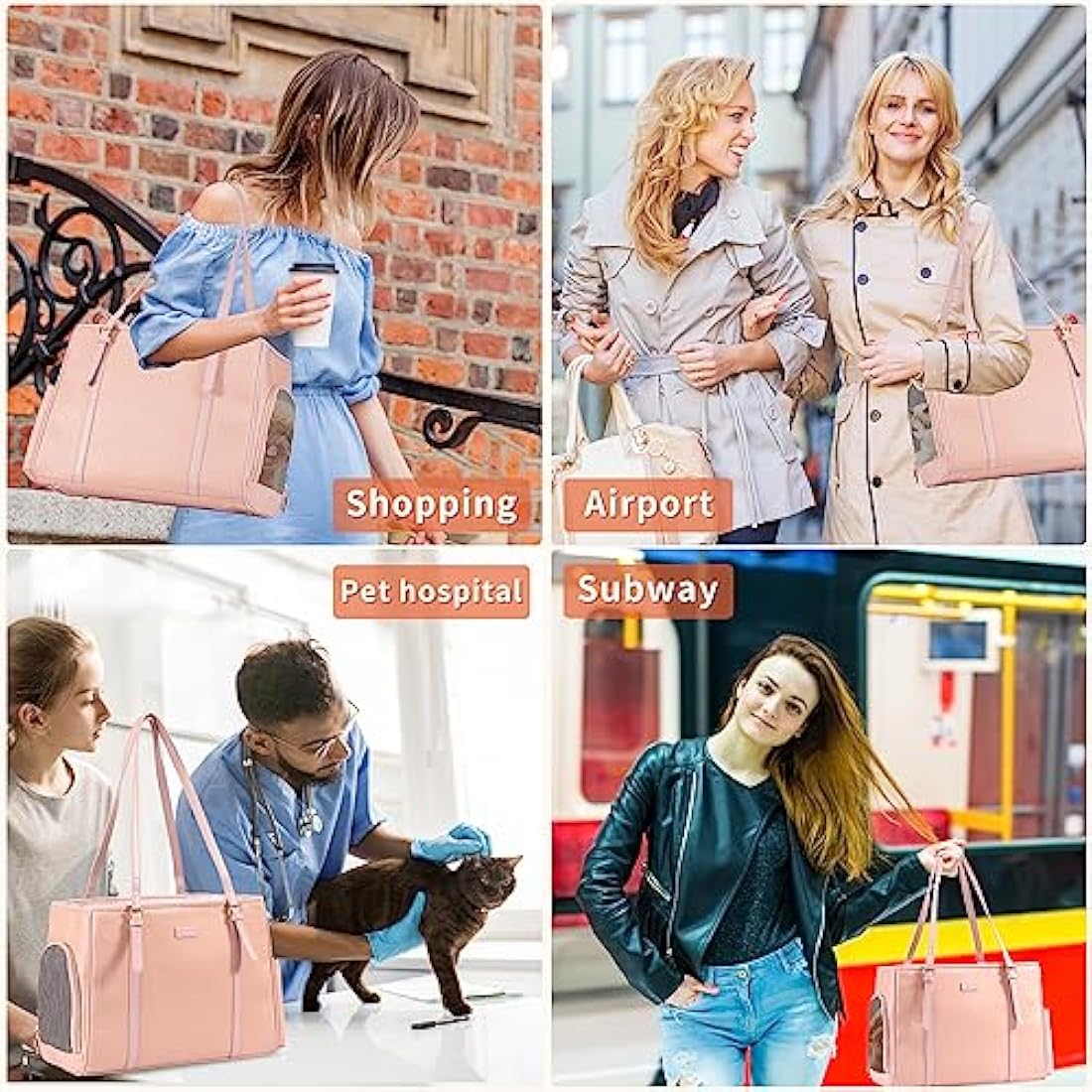 Lasaviin Vegan Leather Pet Carrier – Airline Approved Dog Purse (Pink)