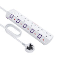 5 Way Extension Lead – 2M Surge Protected Power Strip, White