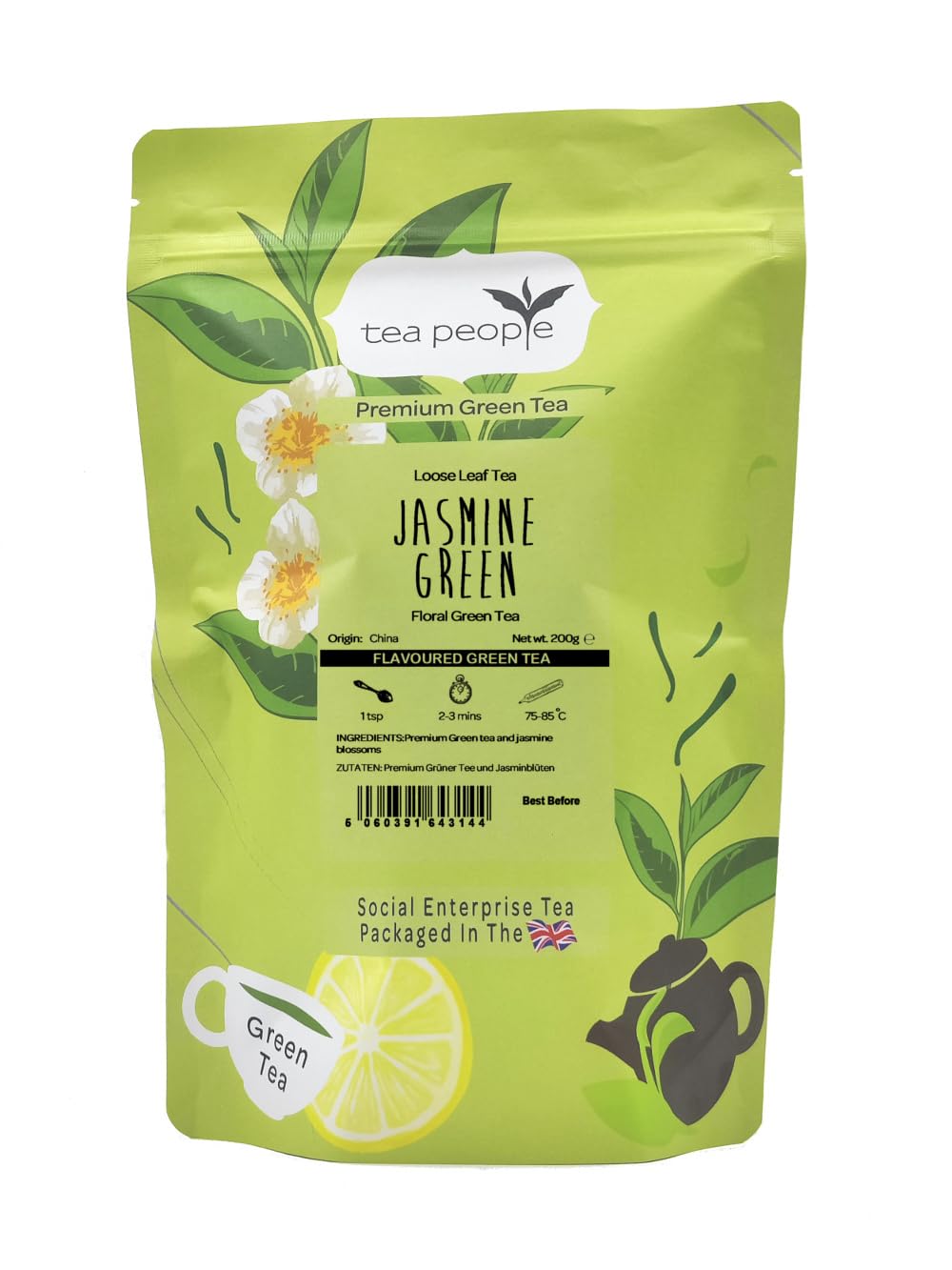 Tea People Jasmine Green Tea – Premium Loose Leaf 200g Refill Pack